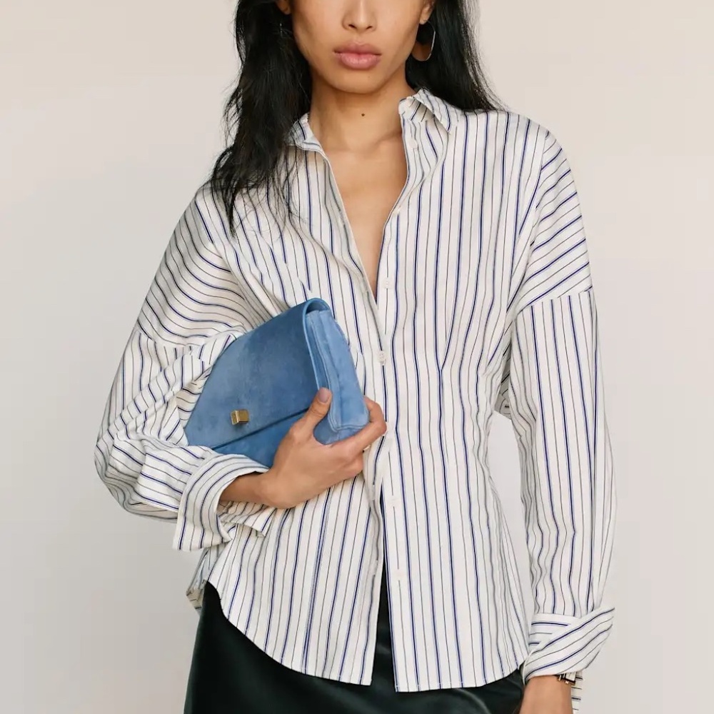 Reformation Vanta Shirt Blue - Size 0